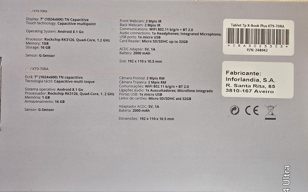 Tablet Insys Novo fabricado na Infolandia, Aveiro