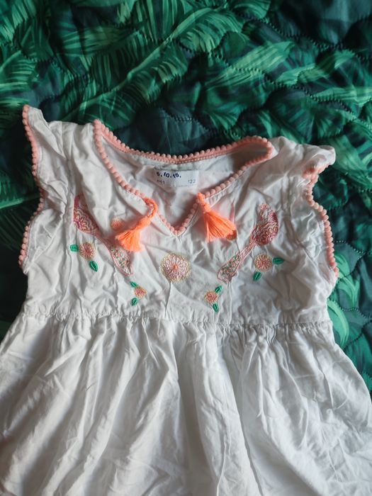 Sukienka 122 biała 5 10 15 boho bawełniana możliwa wysyłka