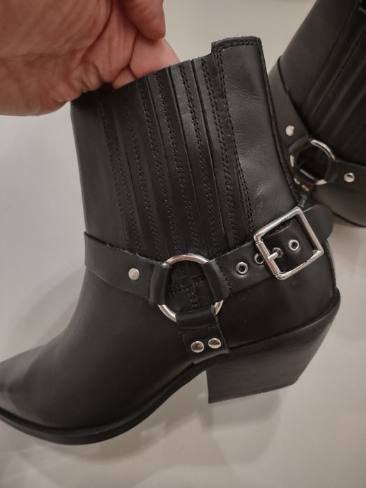 Buty Botki Kowbojki Skóra Naturalna Zara