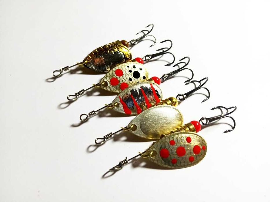Błystki obrotowe zestaw 2/5g okoń szczupak pstrąg obrotówki handmade