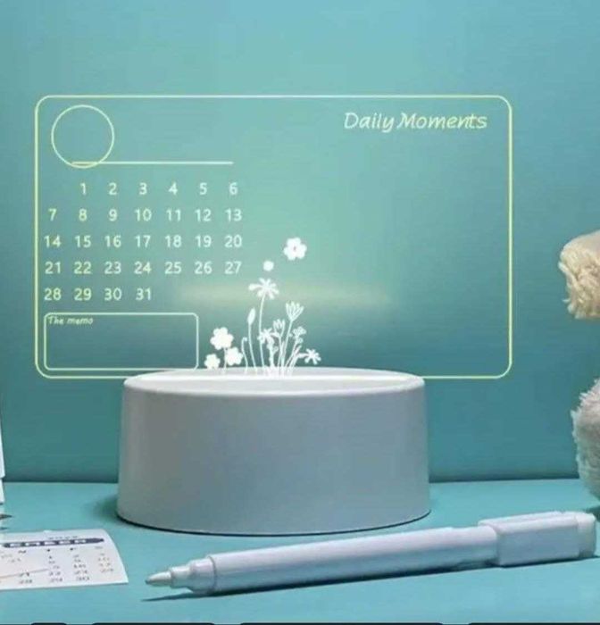 Акриловая прозрачная светящаяся доска с календарем для заметок.