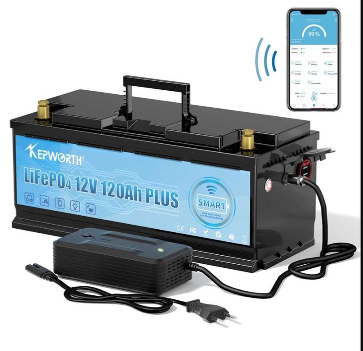 Akumulator LiFePO4 KEPWORTH 12.8V 120Ah smart BLUETOOTH +ładowarka