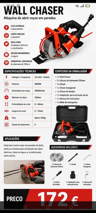 Máquina Abre-Roços 172€. Oportunidade