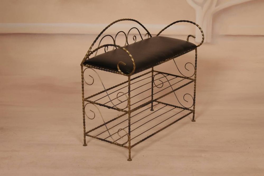 Банкетка с полками для обуви, банкетка кованая, пуф, подставка, полка