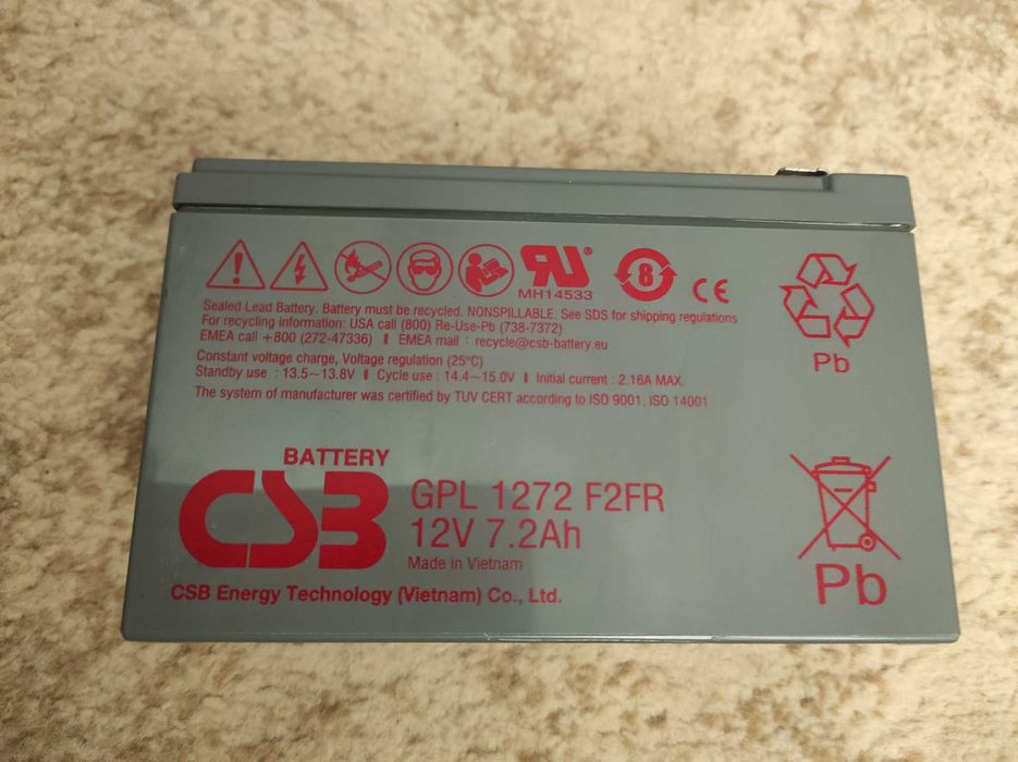 Акумулятор AGM CSB GP 1272 F2  12v 7ah нові та б.в