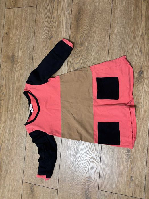 Sukienka bawełniana H&M r. 134/140 koralowa czarna beżowa z kieszeniami dresowa 8 10 LAT