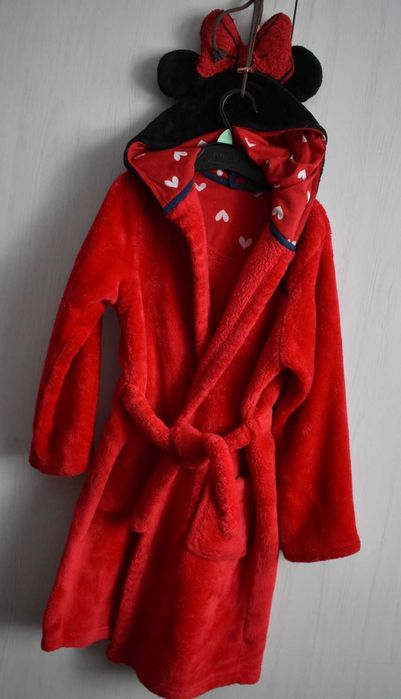 Szlafrok polarowy 116 122 Myszka Minnie pluszowy kąpielowy z kapturem