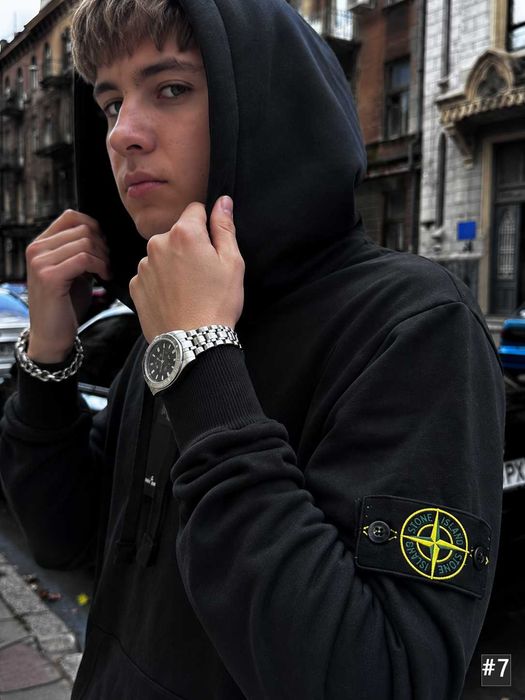 Толстовка Stone Island / Черное Худи Стон Айленд / XS S M L XL