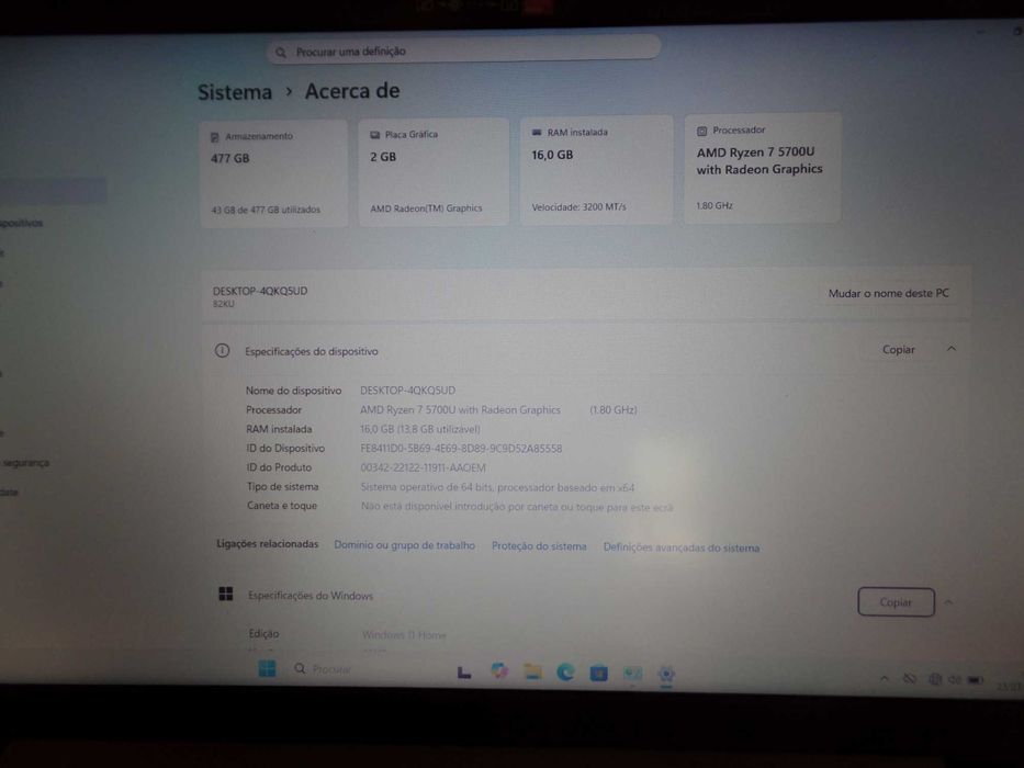 Lenovo IdeaPad 3 15ALC6 — Ryzen 7 / 16GB RAM / Como Novo