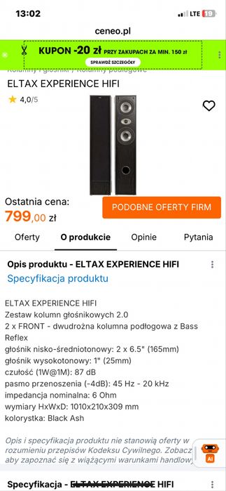 Kolumny Eltax Experience Front