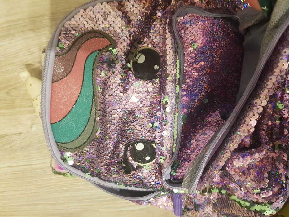 Plecak jednorożec  brokatowe cekiny fioletowy dla dziewczynki