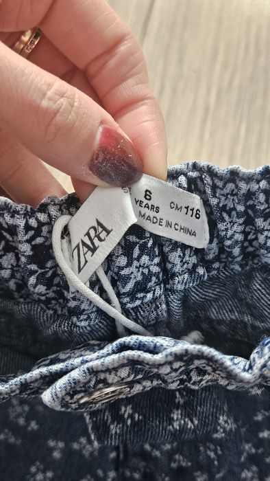 Jeansy Zara cullotte szerokie spodnie w kwiatuszki regulacja w pasie