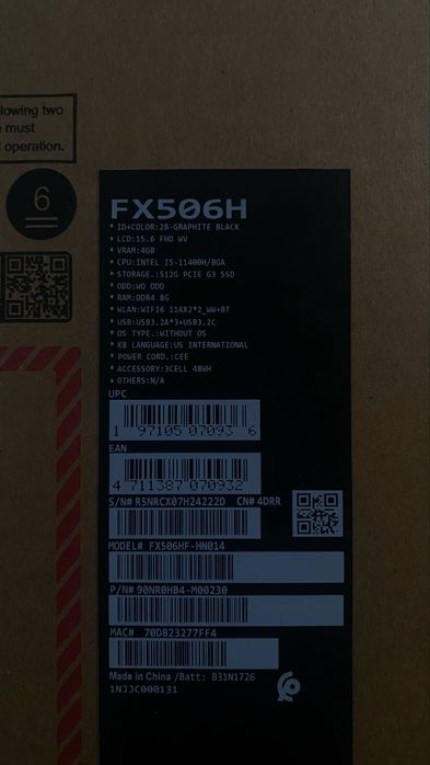 Ігровий ноутбук ASUS TUF Gaming F15 FX506H