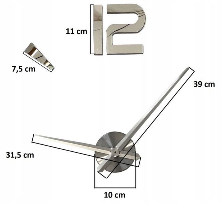 Zegar ścienny zegar na ścianę duży 3D lustrzany DIY mechanizm naklejan