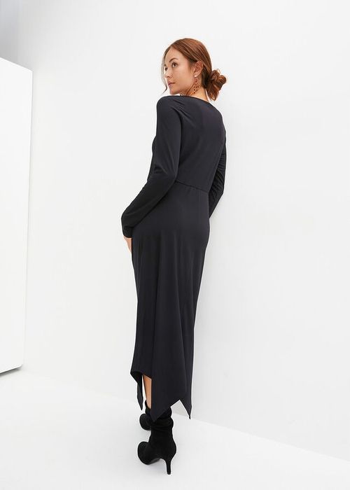 B.P.C czarna sukienka midi z marszczeniem ^36/38