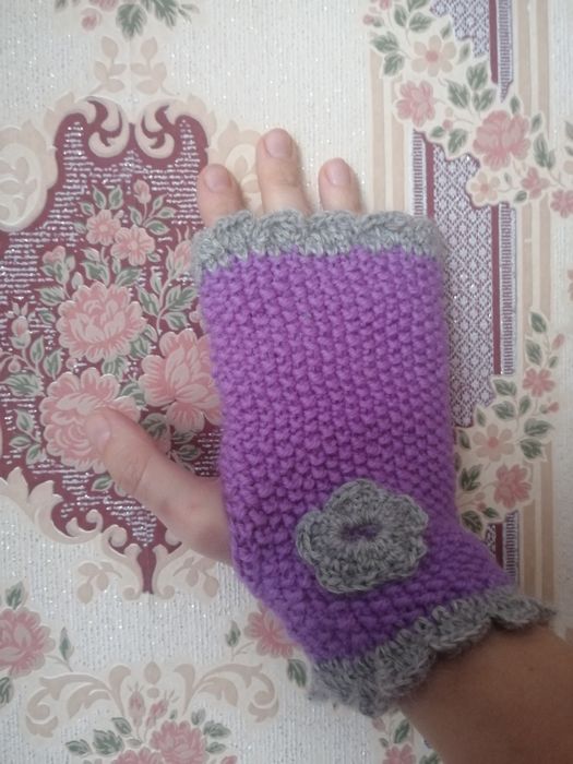 Mitenki ocieplacze hand made lawendowe