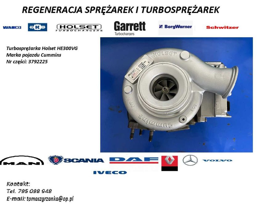 Turbosprężarka, turbina Holset do Cuminns