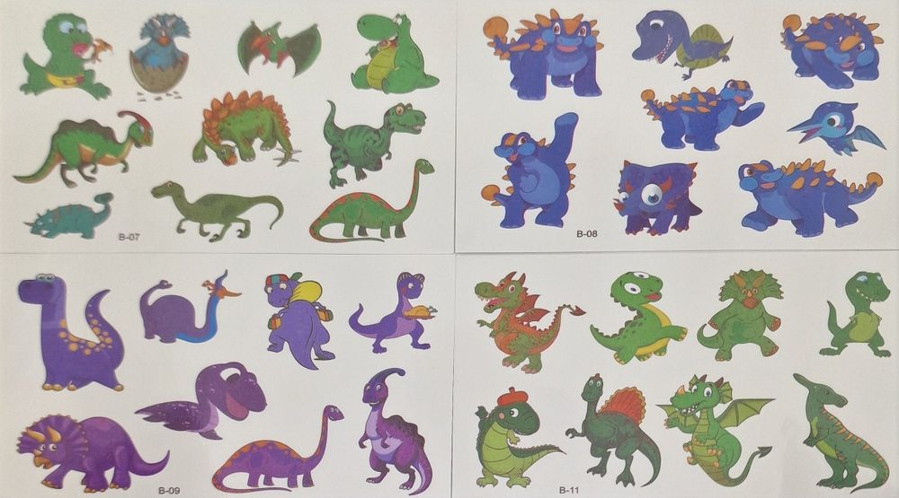 Tatuaże zestaw dinozaury zmywalne tymczasowe