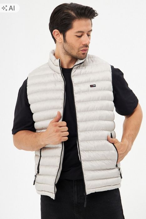Trendyol biała pikowana kamizelka casual z kołnierzem stójką 2xl 2xl 5ia
