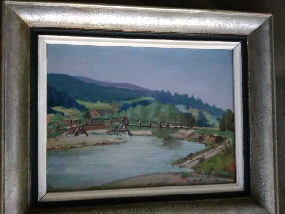 Olejny stary pejzaż sygn. M. Oracki -Serwin