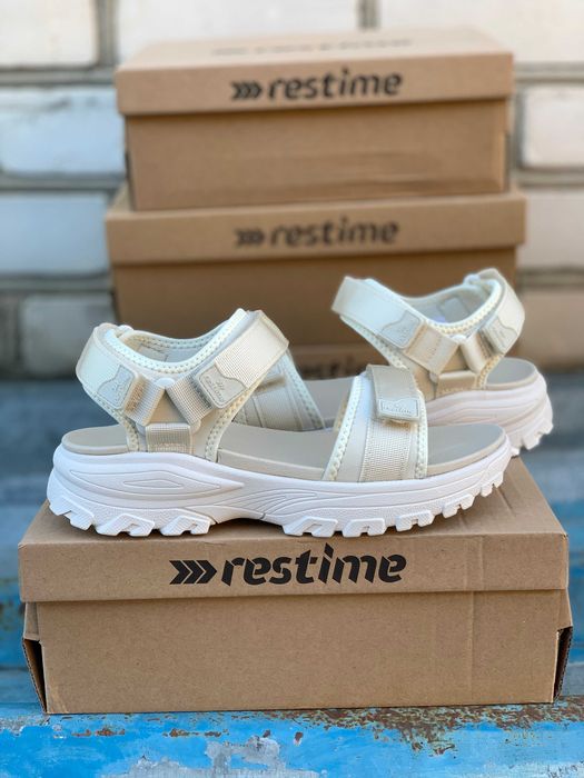 Жіночі босоніжки Restime Beige (р. 41) — бежеві босоніжки, легкі, на платформі, регульовані | літні босоніжки жіночі