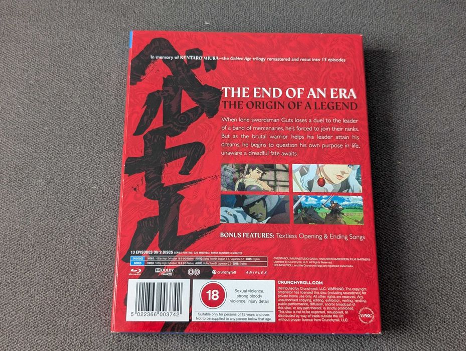 Berserk: The Golden Age Arc Memorial Edition Anime Blu-Ray