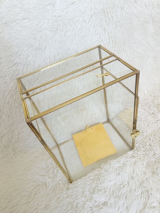 Nowe akrylowe pudełko na koperty ślubne zlote pudelko na koperty