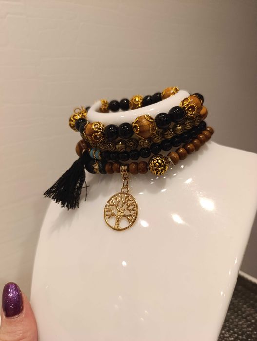 Zestaw 4 bransoletek |styl boho | eleganckie, na gumce |