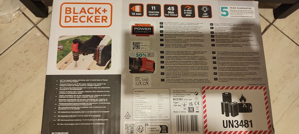 Wkretarko wiertarka black&decker BCD382D1XC 18V