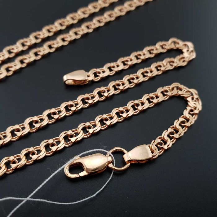 Серебряная цепочка с позолотой бисмарк. Ланцюжок срібло позолота 585