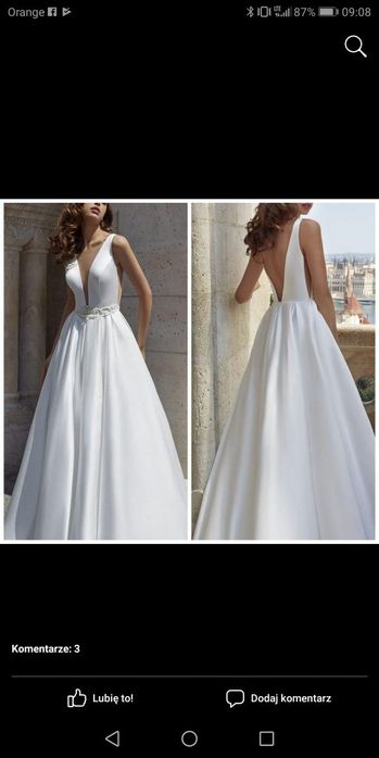 Gładka suknia ślubna