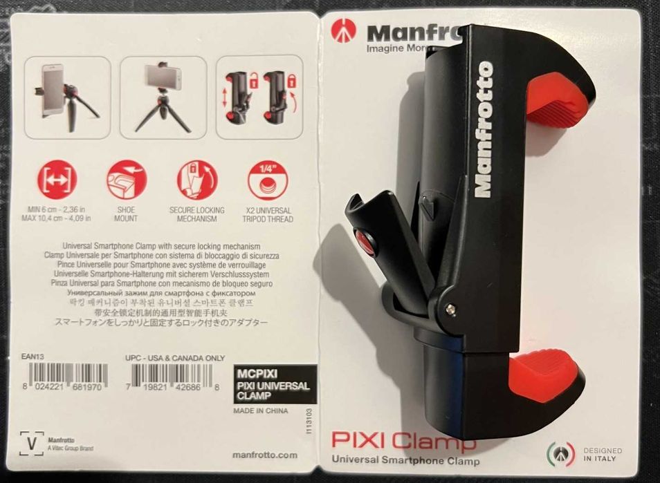 Suporte telemóvel para tripé Manfrotto