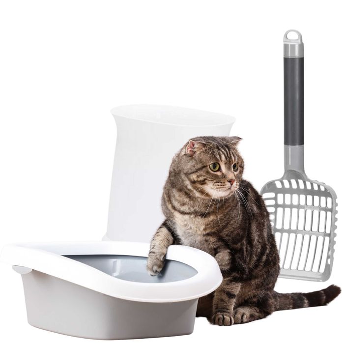 Łopatka Szufelka do żwirku z pojemnikiem dla kota Zestaw