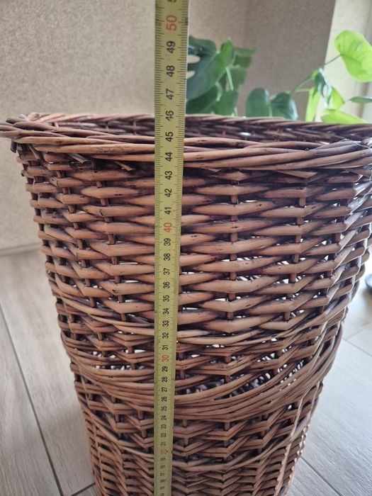 Kosz wiklinowy z pokrywką duży wysoki walec