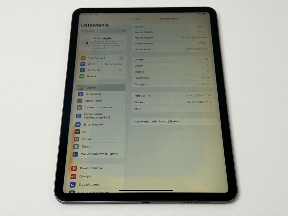 iPad Pro 11 1. gen. (A1980) - 64GB - faktura VAT 23%