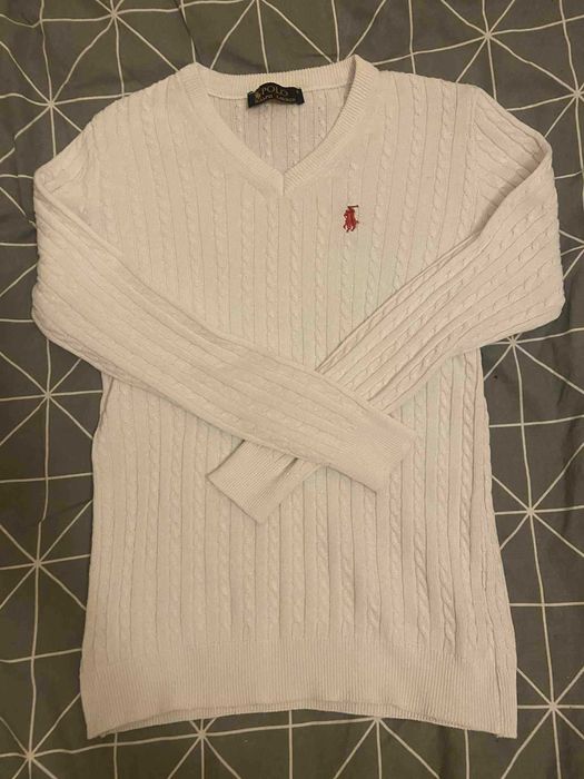 Sweter cardigan Polo Ralph Lauren damski bawełniany biały S