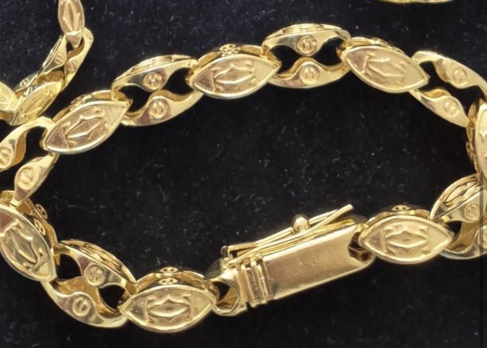 Pozłacany komplet cartier 14 k zloto wykonany ze srebra proby 925 .