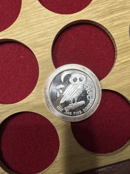 Серебряная монета 2 доллара 2021 Ниуэ 999 1 Oz Сова Афины