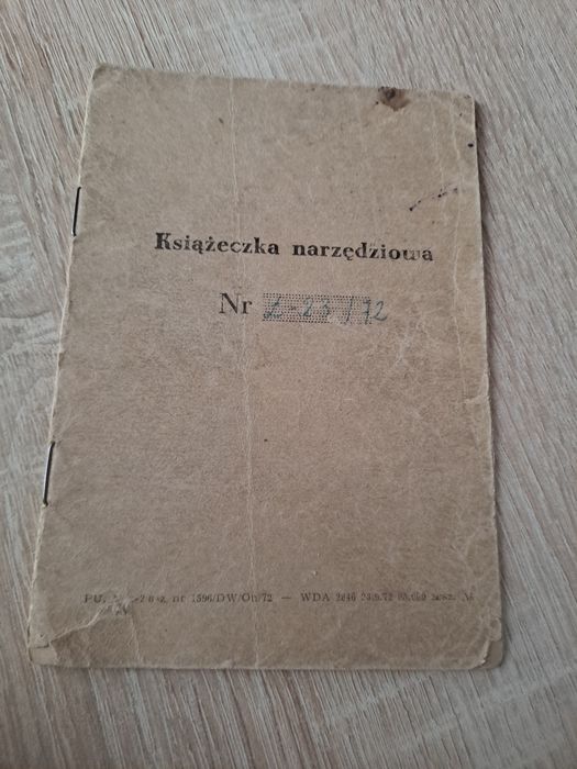 Książeczka narzędziowa 1973r