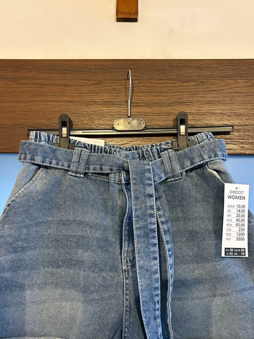 Pepco - nowe szorty jaśniejszy jeans wywijki pasek 38!