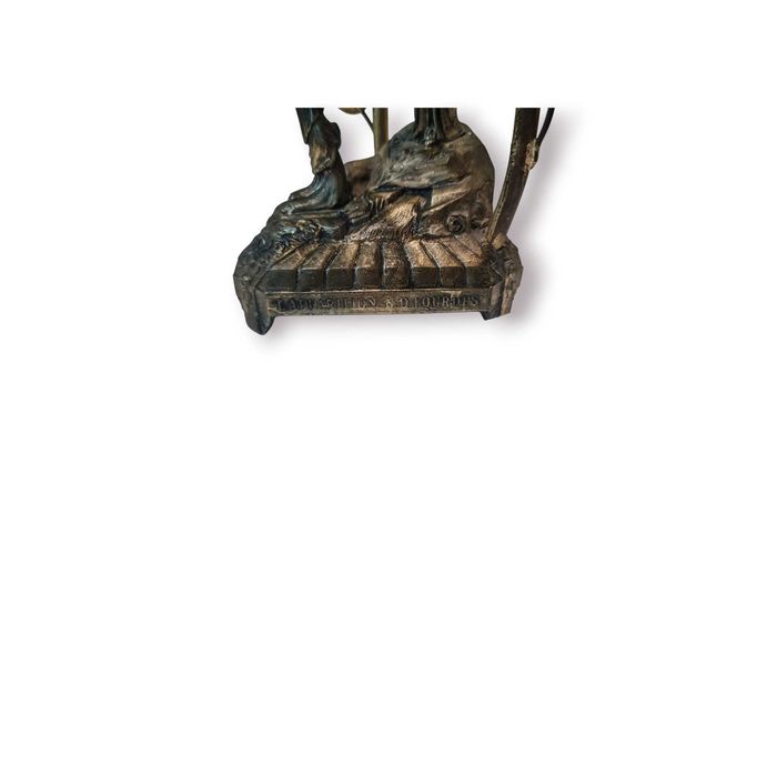 Escultura Religiosa “Aparição de Lourdes” Metal Prateado–França |26 cm