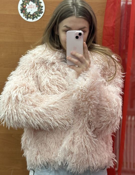 Рожева шуба лама штучна Zara екошуба