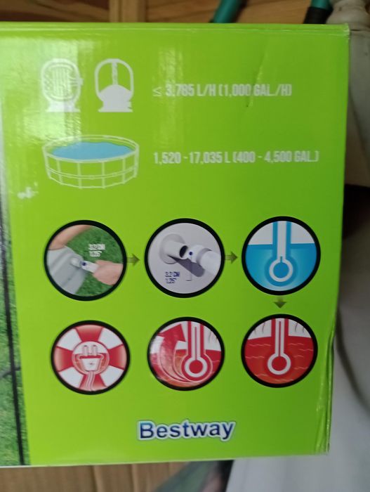 Zestaw basenowy Bestway, basen i akcesoria: filtr, podgrzewacz, drabinka, pompka, chemia itp.