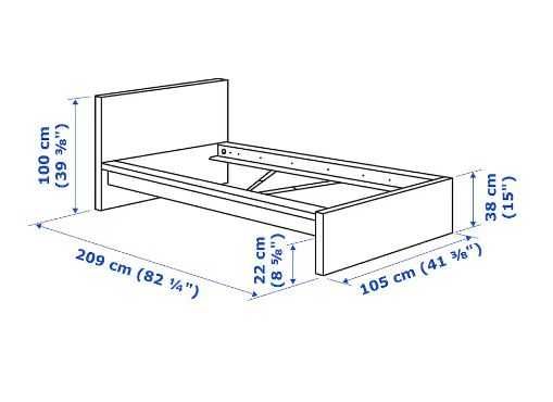 Cama branca IKEA Malm Individual (solteiro), com estrado