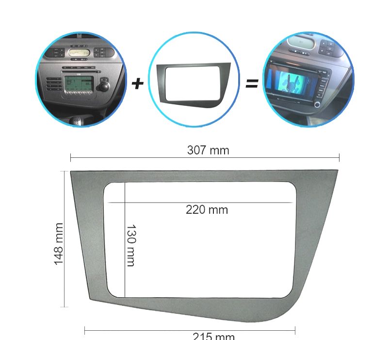 MOLDURA ADAPTADOR CINZA PARA RADIO 2-DIN PARA SEAT LEON 05-12