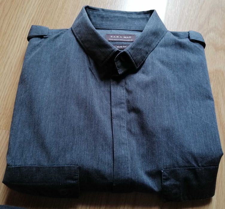 Camisa Slim Fit Zara Man  Cinza: Tam 40-41