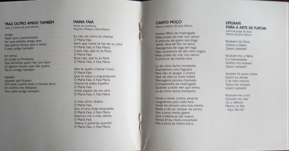 José Afonso	- - - - -		Traz Outro Amigo Também	- - - - -	CD