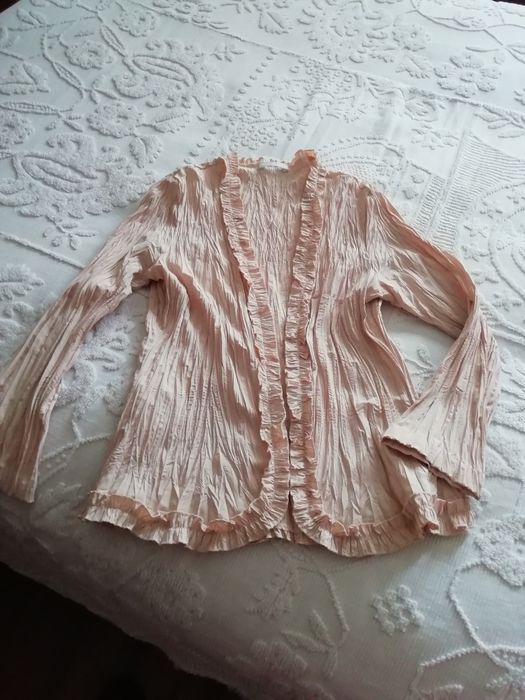 Blusa beije aspeto encorrilhado Promod