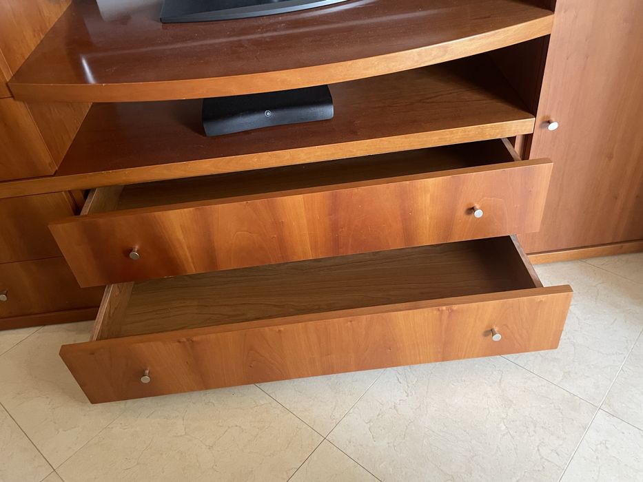 Movel armario sala televisao gavetas e prateleiras antarte