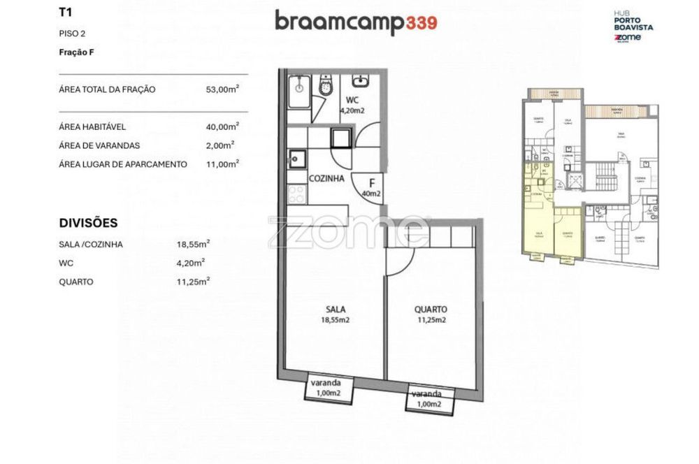 Apartamento T1 * Rua Anselmo Braancamp